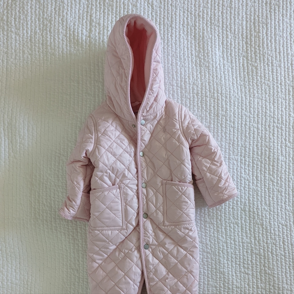 Ralph Lauren quilted barn bunting, light pink, size 9M